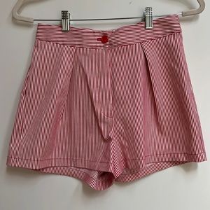 Nasty gal high waist red and white stripped shorts